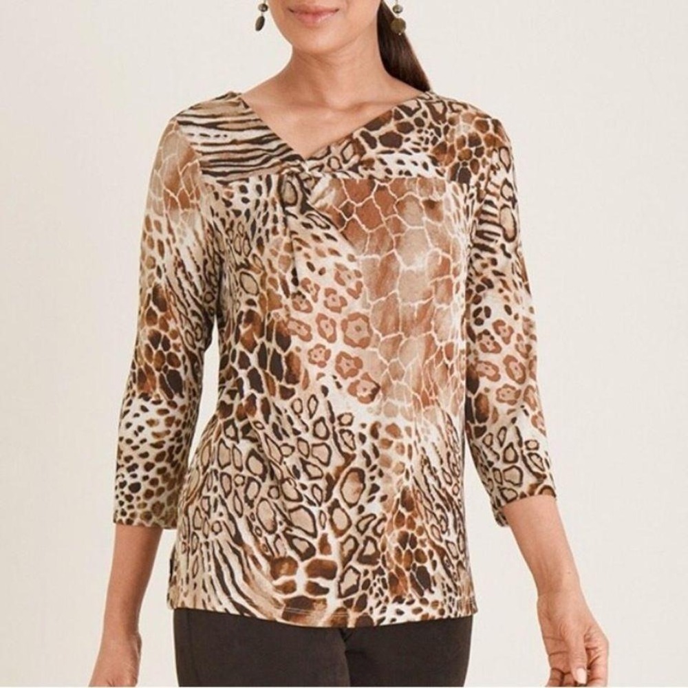 Chico's travelers animal print‎ blouse size 16
